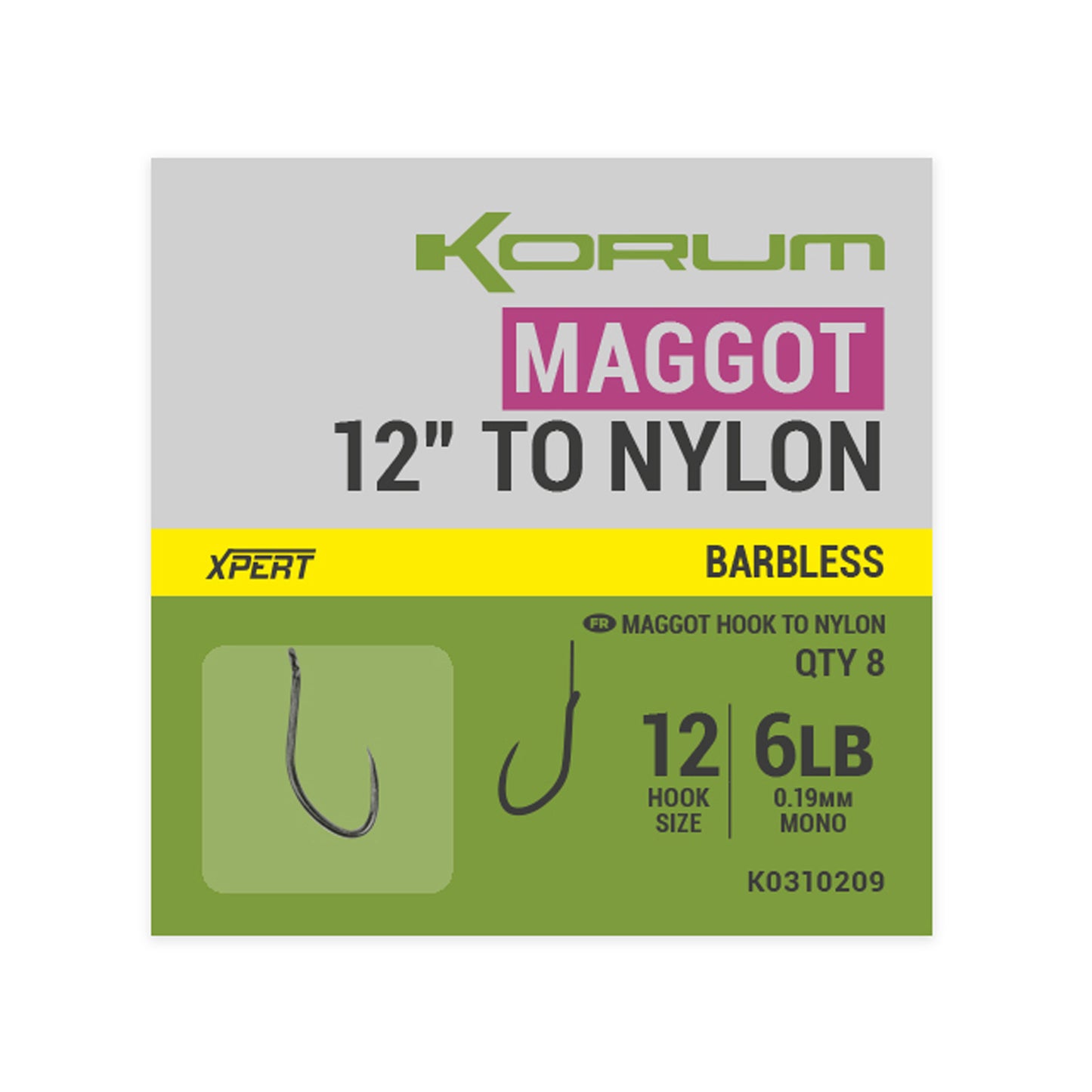 Korum Xpert Maggot Hooks to Nylon