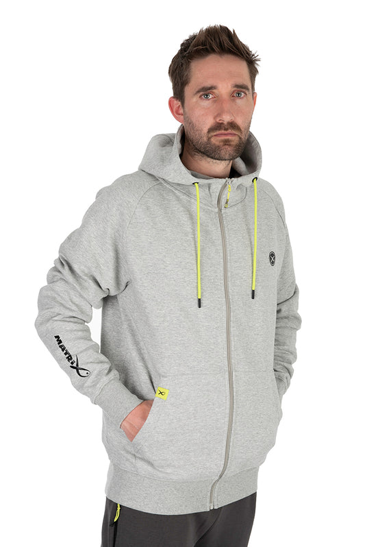 Matrix Black Edition Full Zip Hoody (Marl Grey / Lime)