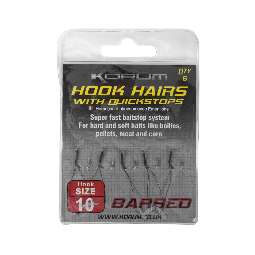 Korum Barbed Hook Hairs with Quickstops