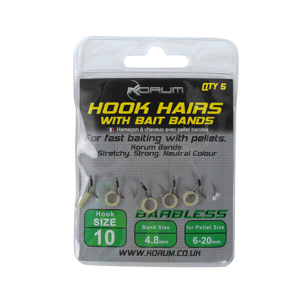 Korum barbed hook hairs with quickstops