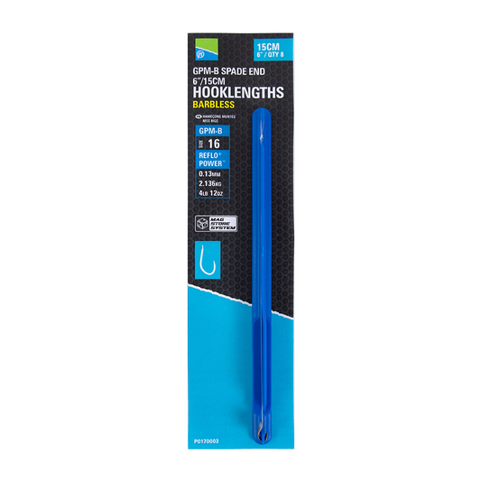 GPM-B Spade End 6" 15cm Hooklengths Barbless