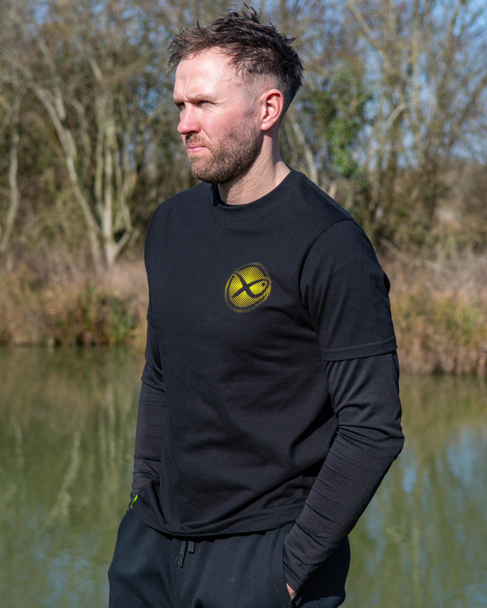 Large Fade Logo T-Shirt - Black/Lime