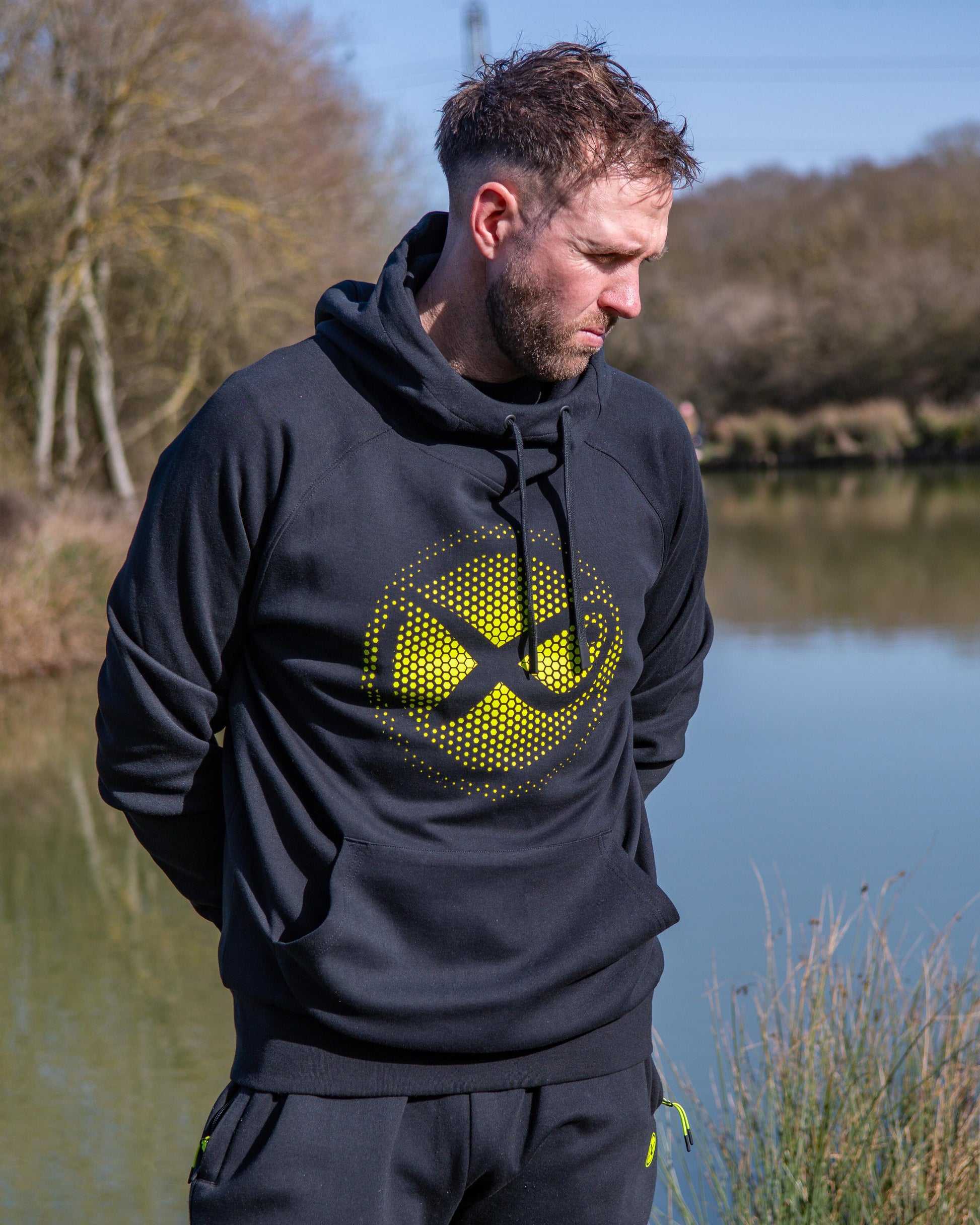 Large Fade Logo Hoody - Black/Lime
