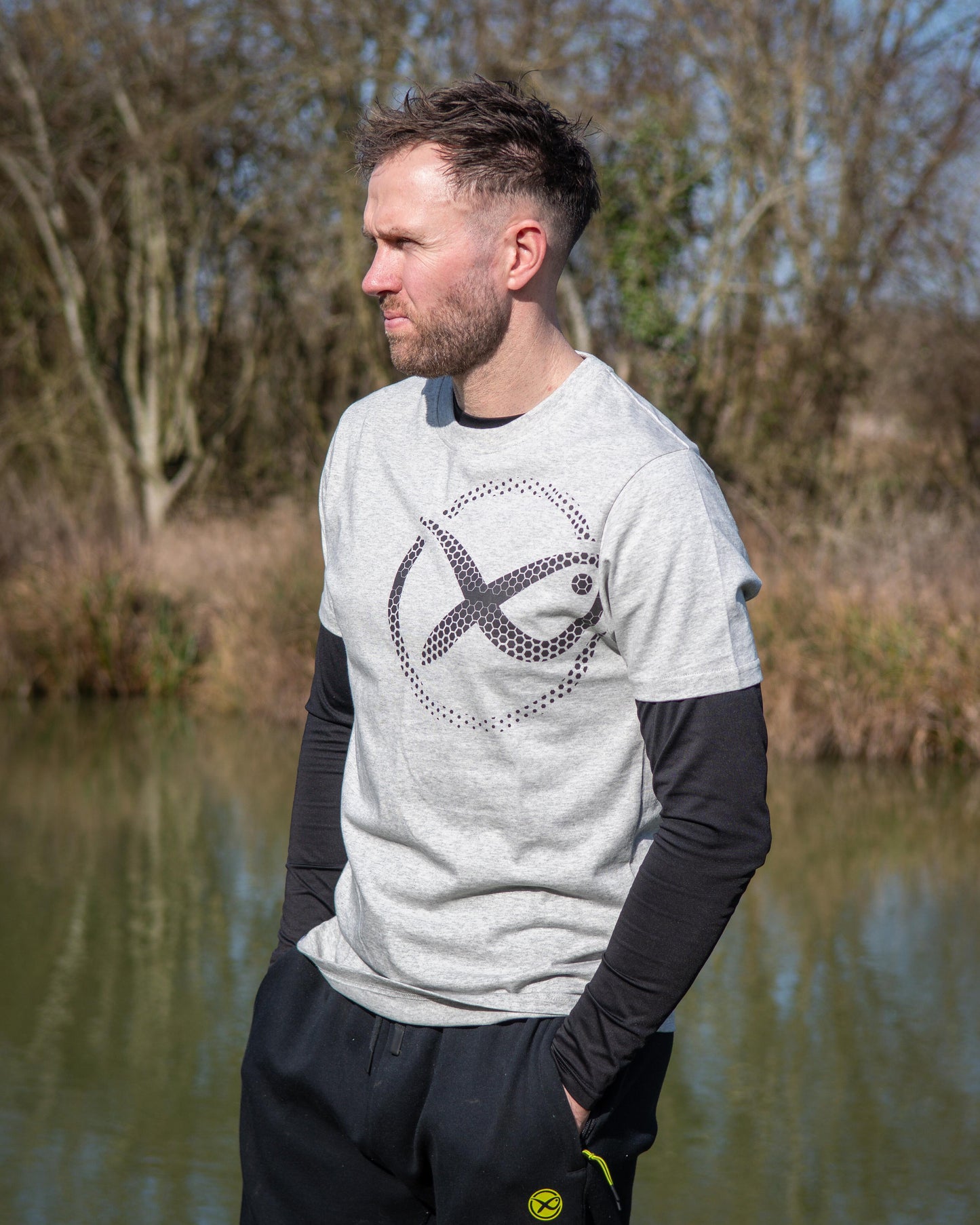 Large Mesh Logo T-Shirt - Grey