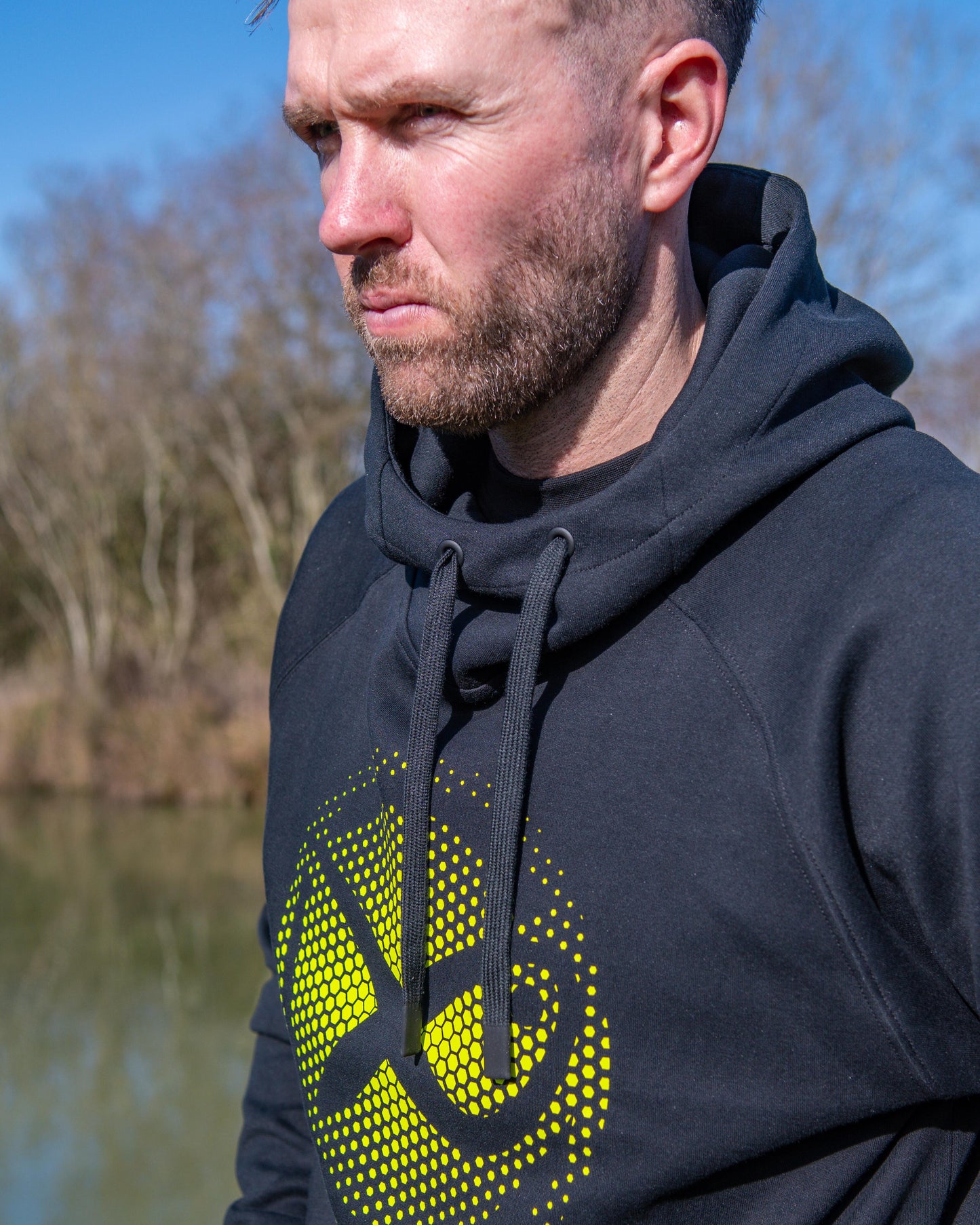 Large Fade Logo Hoody - Black/Lime