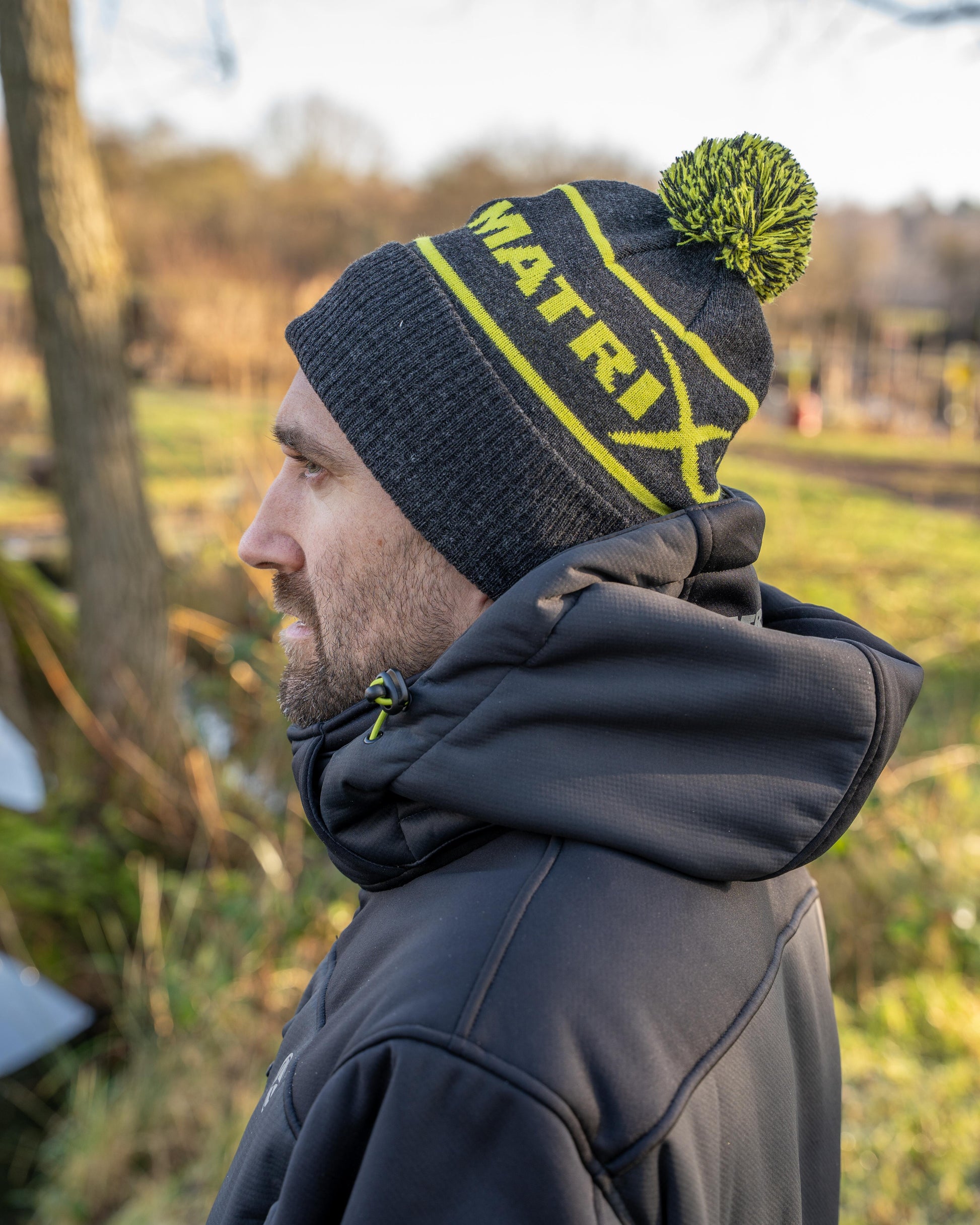 Lime & Grey Bobble Hat
