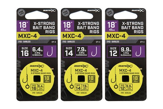 MXC-4 X-Strong Bait Band Rigs 45cm/18ins
