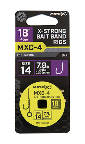 MXC-4 X-Strong Bait Band Rigs 45cm/18ins