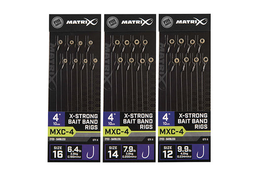 MXC-4 X-Strong Bait Band Rigs 10cm/4ins